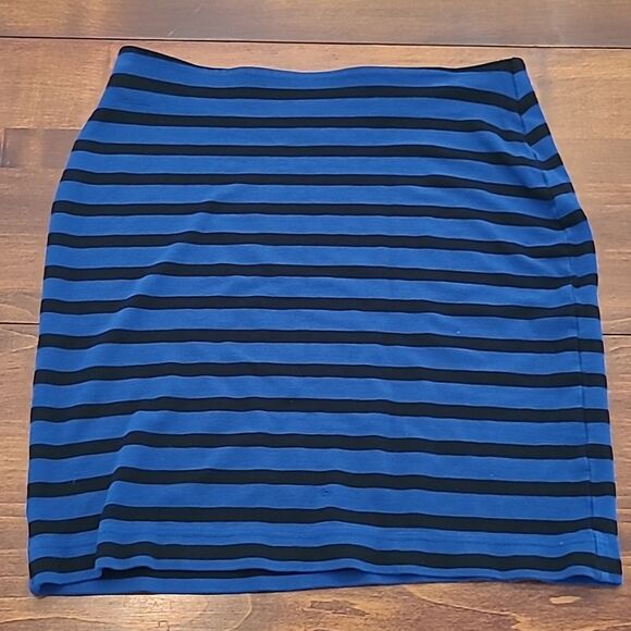 Ann Taylor loft blue and black stretchy striped skirt size M womens - Picture 1 of 6